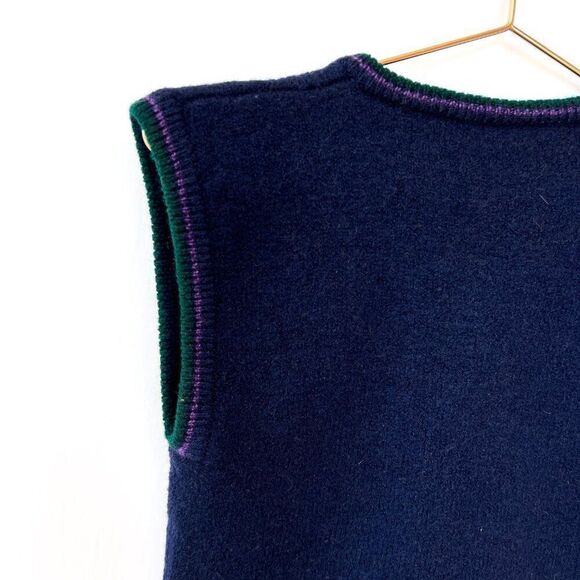 Vintage Wool Navy Blue Crest Wool Sweater Vest - Picture 6 of 7